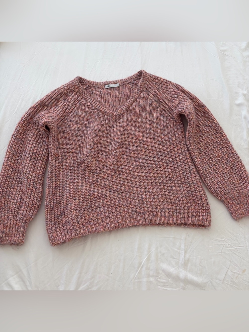 Pink Colourful Marled Knit Sweater